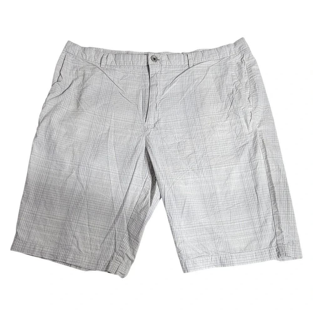 Calvin Klein Mens Grey Plaid Flat Front Cotton Shorts Size 40 RN36543